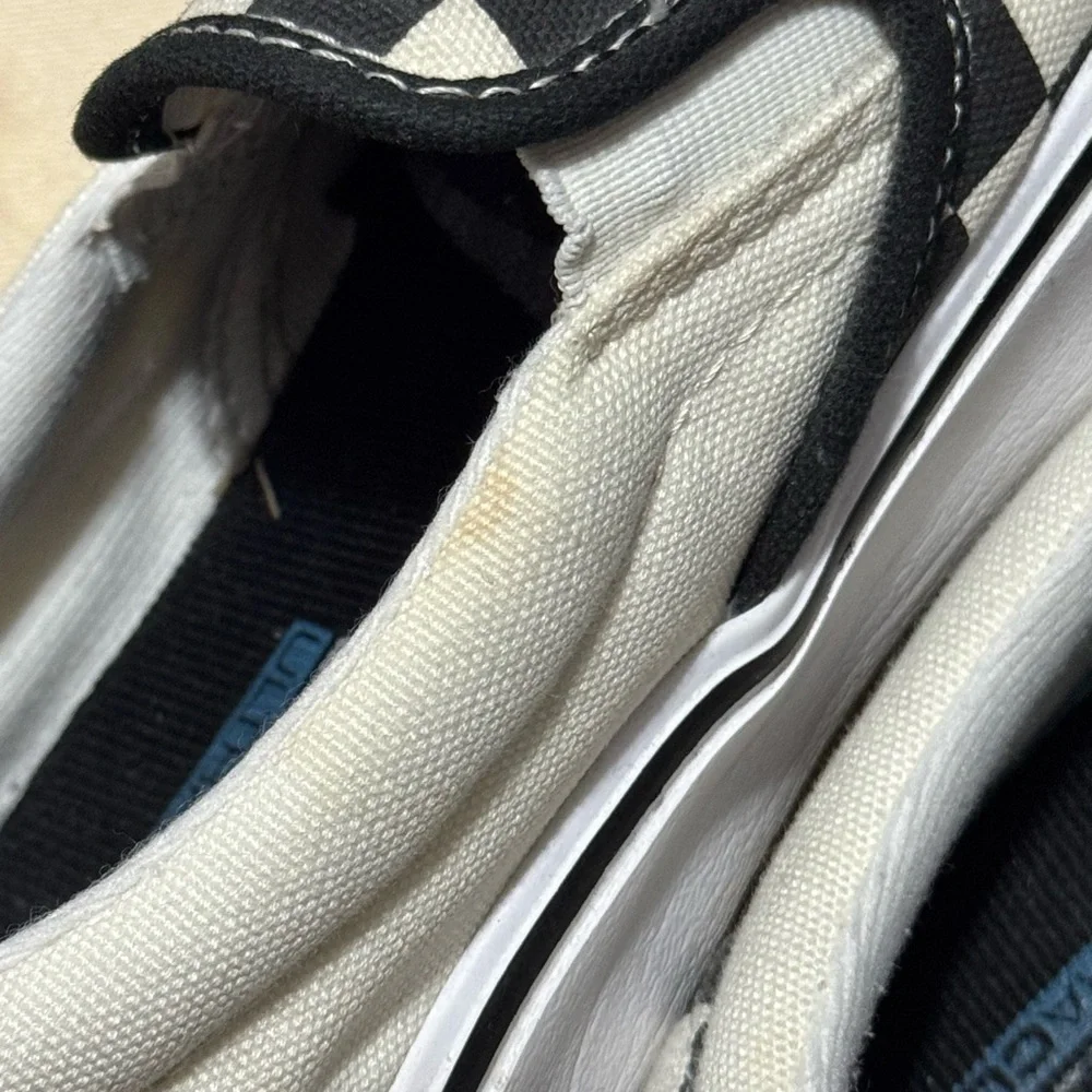 Vans Black and White Checkered Slip-Ons with Red Heart and Gold Studs - Picture 8 of 8